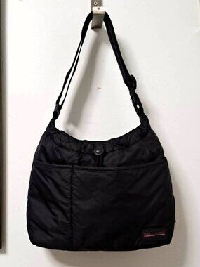 Vintage Polo Sport Ralph Lauren Black Nylon Puffer Hobo Bag Crossbody